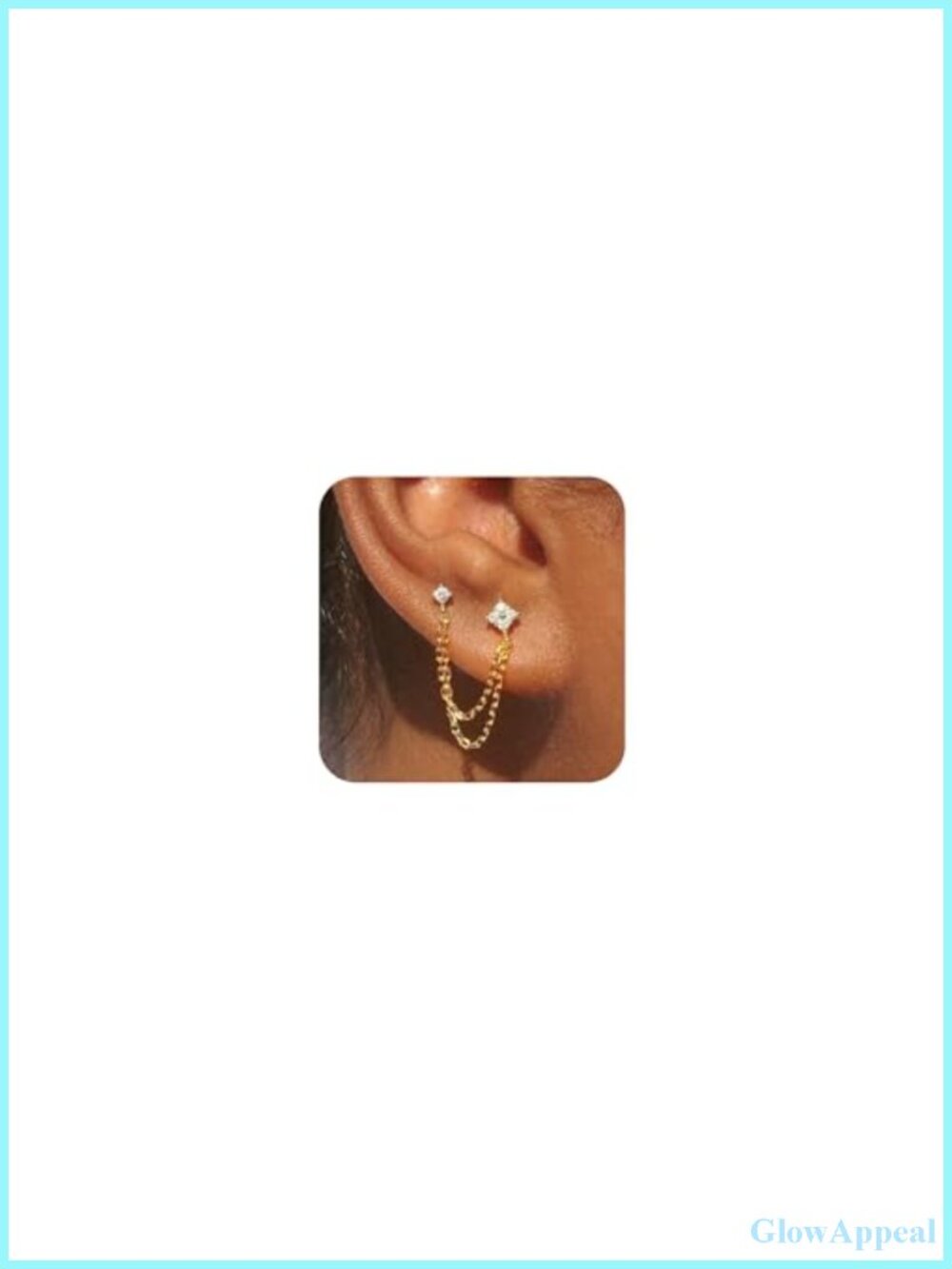 18k Gold-Plated Dangle Stud Earrings with Zirconia - Hypoallergenic Gift Box